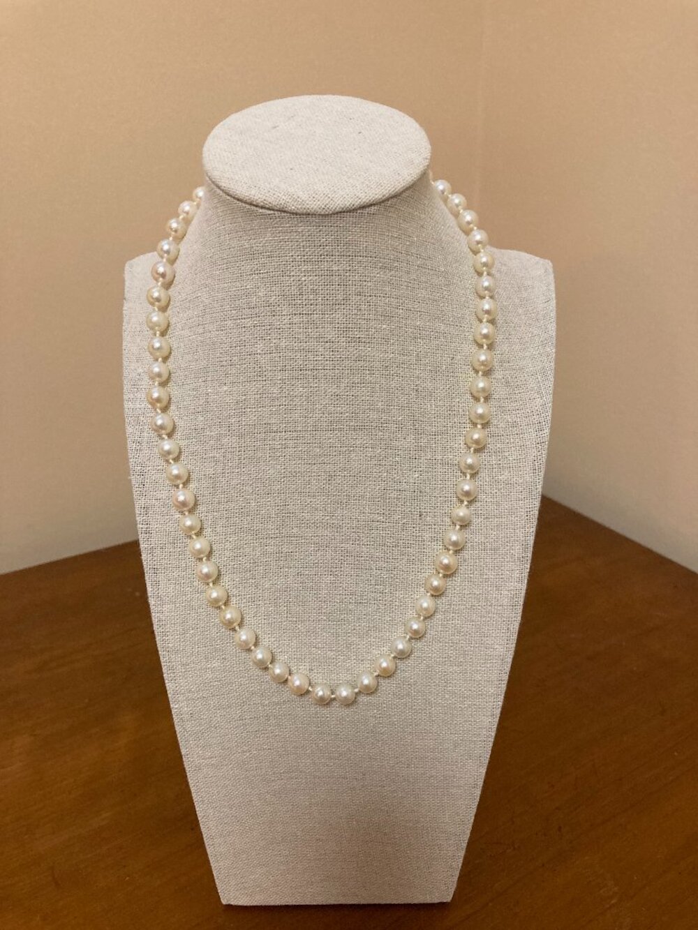 14K Yellow Gold Cultured Pearl Necklace 7.5 mm 19"